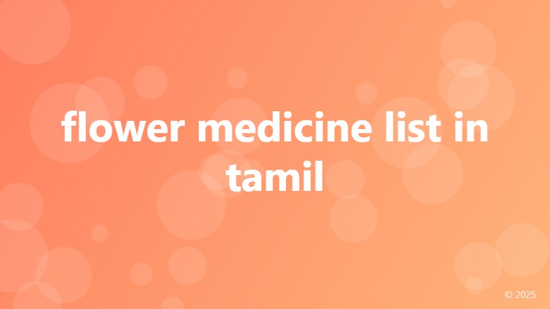 flower medicine list in tamil
